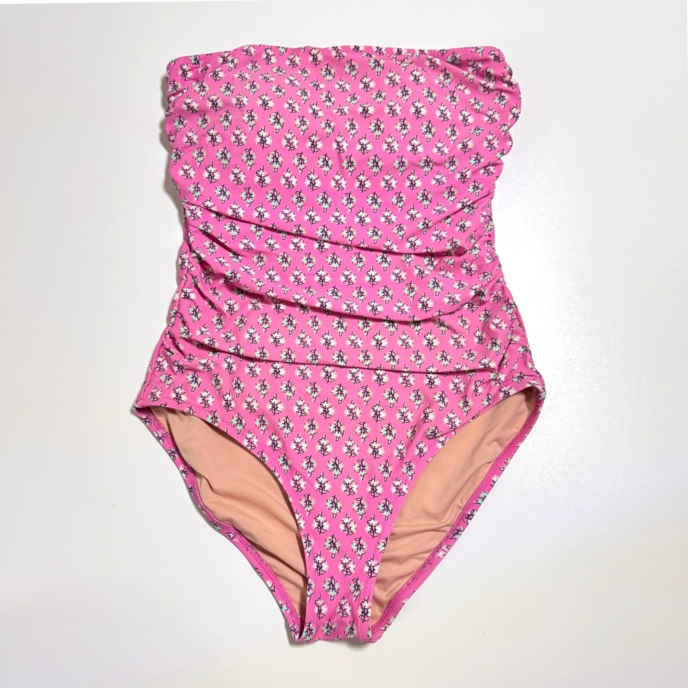 J.Crew Swimsuit Medium Floral Strapless Bandeau One-piece Swimsuit BD861